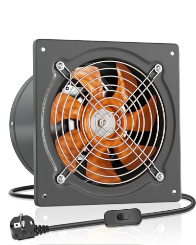 HG Power Ventilador extractor de 250 mm, 1680 m³/h, silencioso, con válvula de retorno, potente ventilador de pared con enchufe europeo para cocina, baño, garaje, sótano