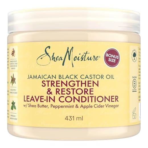 SheaMoisture Strengthen & Restore Acondiconador sin Aclarado - Para Cabello Natural, Dañado o Tratado Químicamente - Con Aceite de Ricino Negro y Manteca de Karité - Sin Sulfatos - 1 x 431 ml