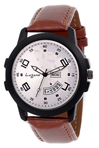 LG 1122 Matte Formal & Exclusive Silver Dial Day & Date Display Watch - for Men