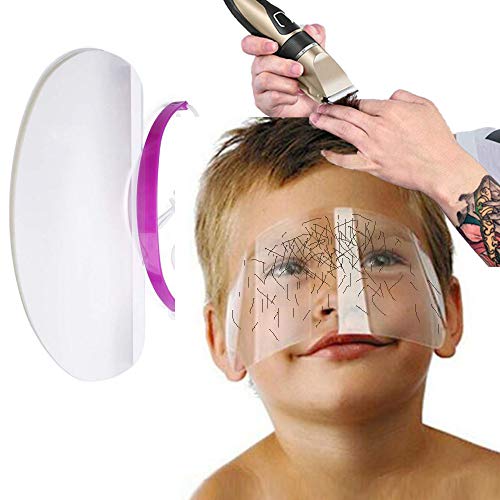 Saftybay 50Pcs Disposable Face Shield Hair Salon Face Cover Barber Supplies Transparent Plastic Bang Trimmer Kits Adhesive Strip Hair Cutting Tools for Home Kids Adults