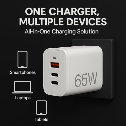 Image of Addtam Original 65W Multi-Port Charger Type C PD Fast Charging Adapter for Laptop /MacBook /Tablet /Samsung /Google /Nothing /Motorola /Oneplus /iPhone & Android Smart Phones, Supports All Protocols