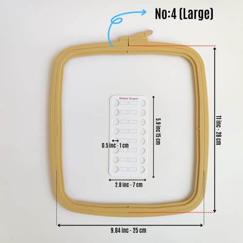 Nurge Beige Large Plastic Square Embroidery Hoop, Cross Stitch Hoops, Punch Needle Hoop With Maker Susan Thread-Floss Organizer Cards (Beige, No:4 (Large)) #TOP2