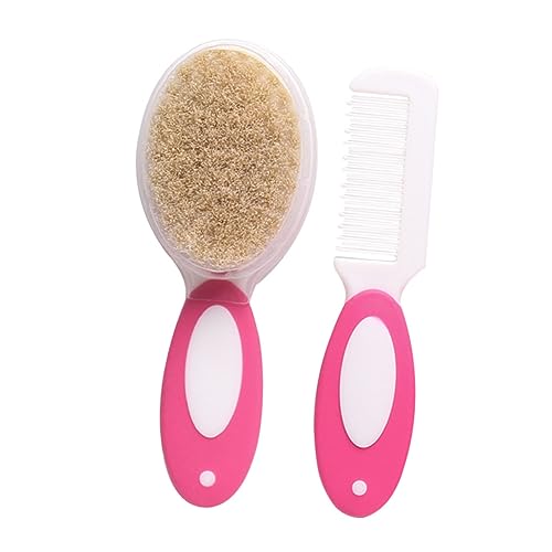VICASKY 2 Piece Baby Hairbrush Set Pink Newborn Care Comb Brush Head Massager Gentle Scalp Care for Infants
