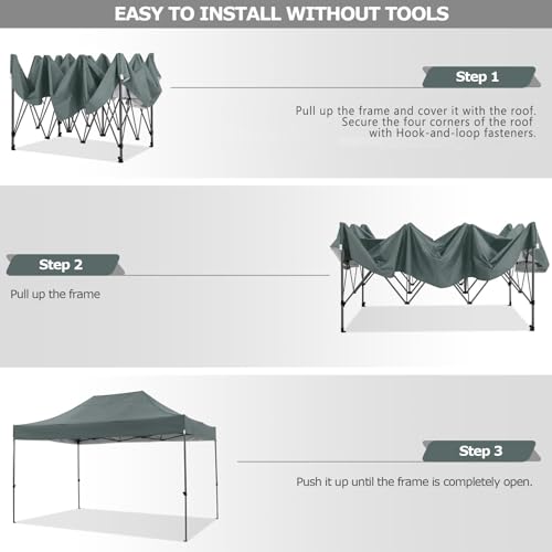 Miniatura 3 de COBIZI Carpa Plegable 3x4,5 con 4 Pared Lateral,Cenadores para Jardin,Impermeable Carpa,Pergola de Jardin,Carpas para Exteriores Fiesta Camping Playa Reception(3 por 4,5m Gris)