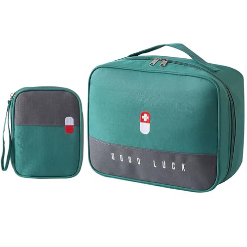 Gebrazy 2 Bolsas para Medicamentos, Bolsa de Emergencia Impermeable de Gran Capacidad, Bolsa Vacía de Primeros Auxilios, Bolsa de Almacenamiento para Medicamentos, Bolsa Portátil para el Hogar