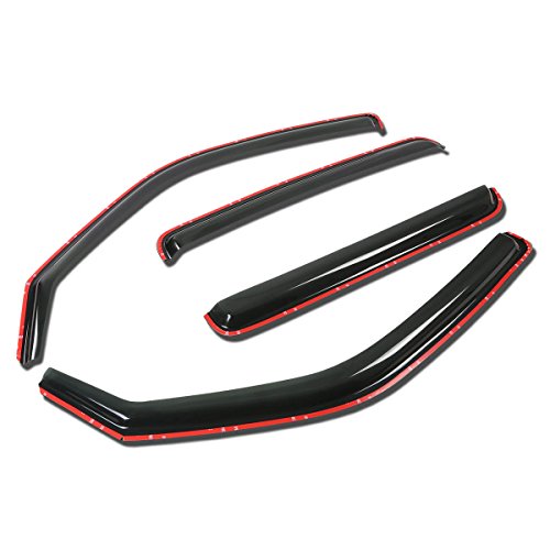 DNAMotoring WVS-058 Window Vent Visor Deflector Rain Guard, Dark Smoke