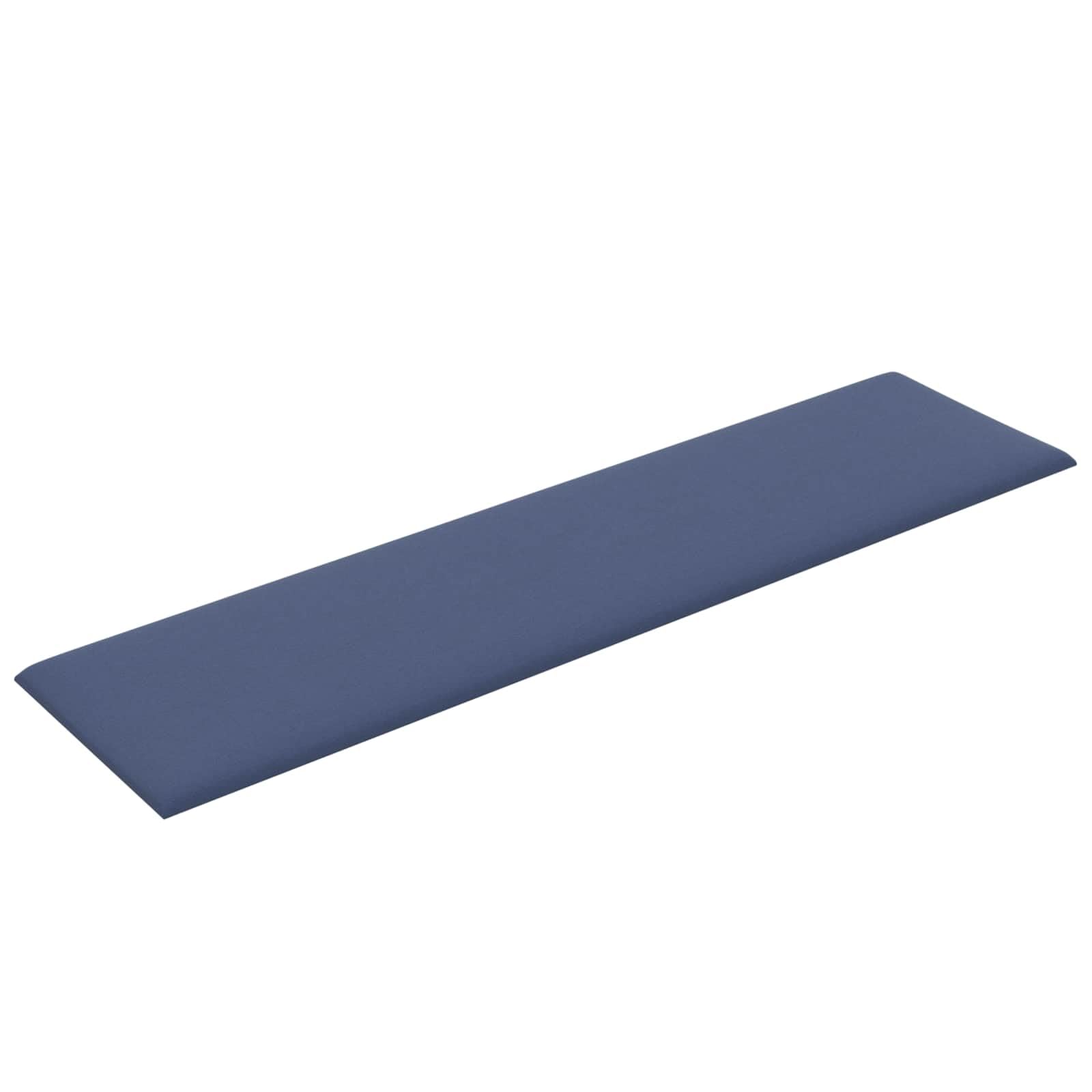Juego de 12 cabezales de pared de tela azul de 60 x 15 cm para interiores, revestimiento moderno de pared con material de madera, aspecto rectangular, fácil montaje