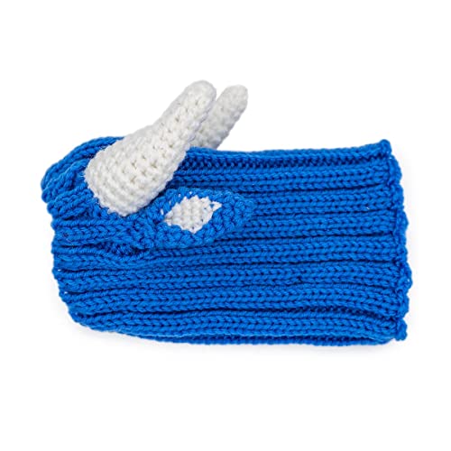 Zoo Snoods Baby Blue Ox Dog Costume, Medium - Warm No Flap Ear Wrap Hood For Pets, Dog Outfit For Winters, Halloween, Christmas & New Year, Handmade Soft Yarn Ear Covers #TOP5