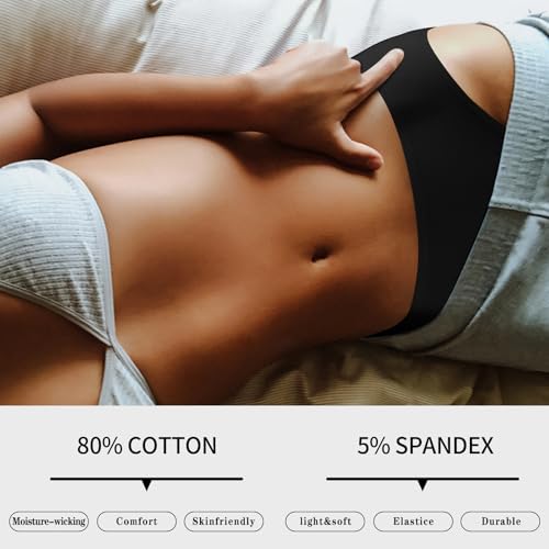 Image of Eiggam Women's Cotton Bikini Panties,High-Cut Full Coverage Stretch Cool Underwear for Women