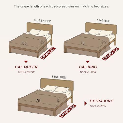 Oversized King Bedspread 120x120, Damask Scrolls Embroidery, Beige/White - image 8