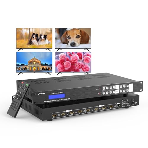Image of MT-VIKI 4x4 8K UHD HDMI 2.1 Matrix Switcher with Audio De-embedder, 8K@60Hz and 4K@120Hz, EDID, RS232, LAN Port, APP (4 in 4 Out)