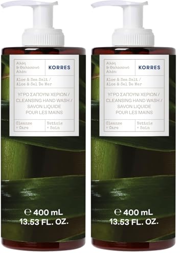 KORRES Savon liquide mains Aloe & Sea Salt 400ml hydratant lot de 2