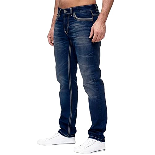 GOKKILRW Jeans for Men Relaxed Fit Straight Leg Skinny Jeans Stretch Casual Flat Front Classic Tapered Leg Moto Biker Jeans2