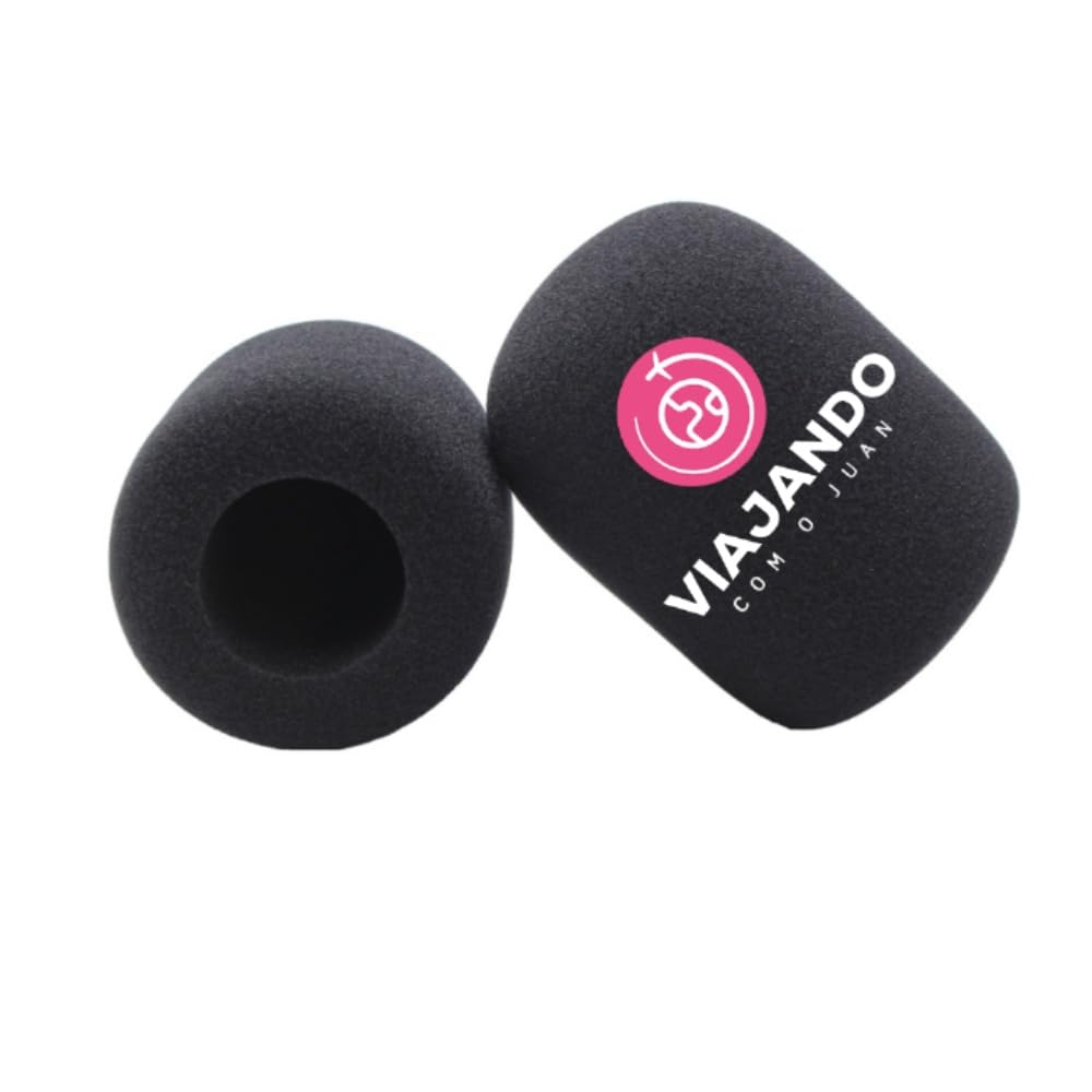 Confezione da 2 protezioni antivento per microfoni personalizzate, con logo personalizzato per microfono a mano, copertura in schiuma, con logo stampato per interviste TV, trasmissioni, stazioni radio