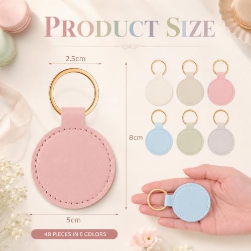 Image of Leather Keychain Blanks DIY Crafts | PU Leather Key Fob Kit with Metal Rings, Laser Engraving Blanks Keychain Bulk, Customized Keychains Backpack Birthday Gift