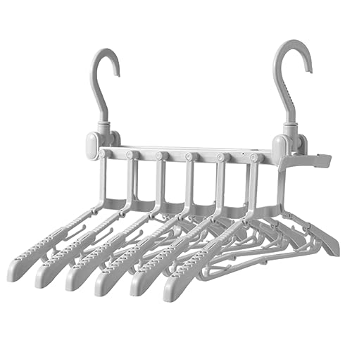 Ciieeo 1PC Foldable Clothes Rack Telescopic Clothing Storage Hanger Space Saving Wardrobe Organizer for Home Hotel Design Portable Lightweight Grey
