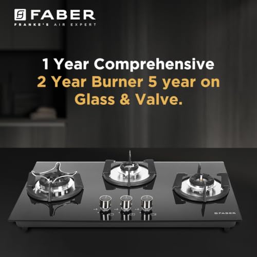 Image of Faber Hob 76 cm 3 Burner|Auto-Ignition|Spillage Proof|Brass Burners|Metal Knobs|Pan Support|2yrs on Burner,5 Yrs Warranty on Valve & Glass|2Yrs Comprehensive warranty|HOB SUPERIA HT763 BR AI IN