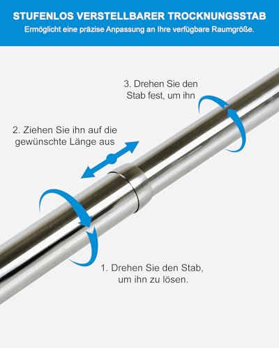 2 Stück Heramin Teleskop-Schrankstange, 56-100cm Ausziehbare Kleiderstange,Wandmontage Kleiderstange für Schrank & Garderobe, Silber