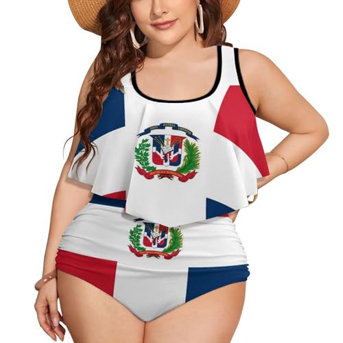 Women Bikini Set 2 Piece High Waisted Tankini Bathing Suits, Plus Size Flounce Swimsuit Tummy Control Swimwear