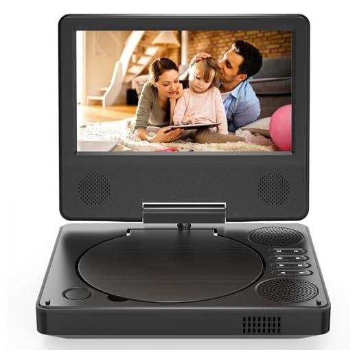 9.5" Portable DVD Player for Kids and Car, 7.5" Swivel HD Screen with 4-6 Hours Built-in Battery, Support Sync Screen to TV, Support SD Card/USB/Multiple Disc Formats (Black)