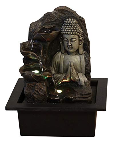 Zen'Light Boeddha Fontein, Polyresin, Donkerbruin, 21 x 21 x 26 cm - Afbeelding 4