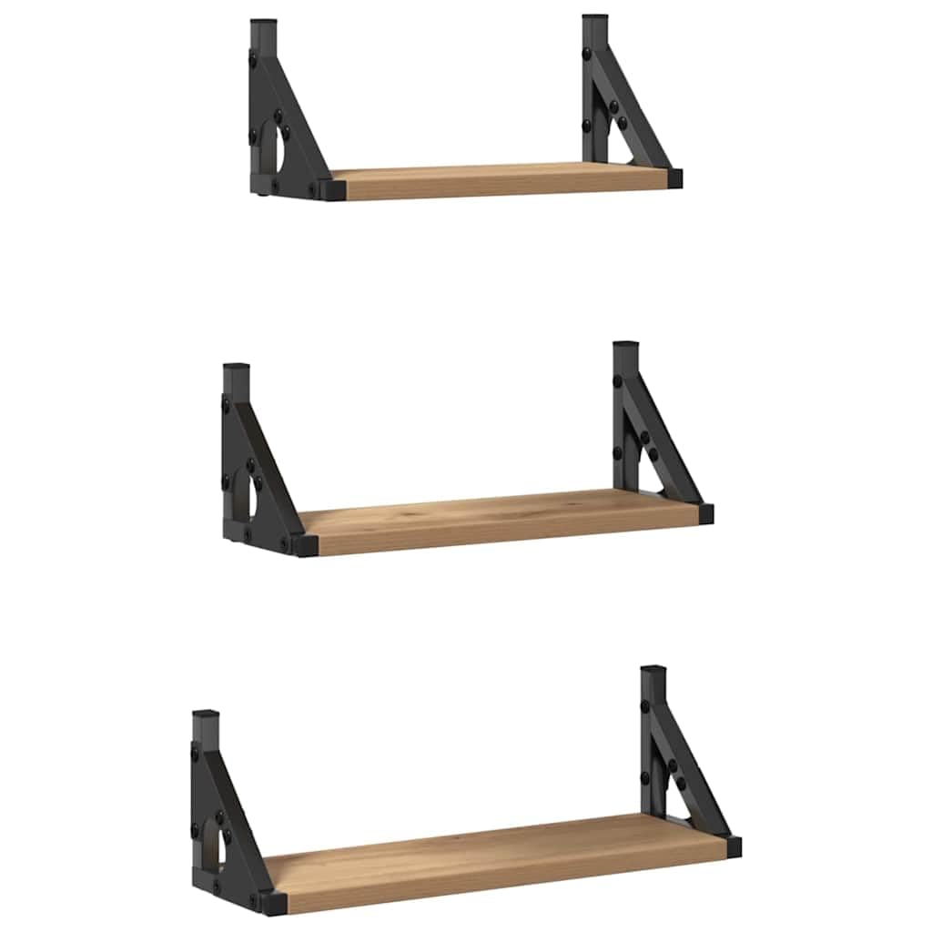 Juego de 3 estantes de pared de roble Artisan, 37 x 12 x 13 cm, material de madera, estantes flotantes para dormitorio, baño, estantes de pared, diseño minimalista, solución de almacenamiento