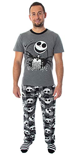 Seven Times Six Nightmare Before Christmas Jack Skellington 3 Piece Gift Set Pajama Pants, Shirt, and Cozy Socks