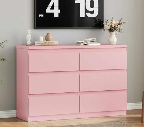 Jocoevol Modern Pink 6 Drawer Dresser - Simply Chest of