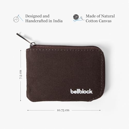 Image of Bellblock Canvas Card Holder Wallet for Man /Women | Upto 15 Cards, Folded Cash & Coins | Coin Pouch | Credit /Debit Card Holder for Men /Women | Gift for man /Woman | Mocha Black