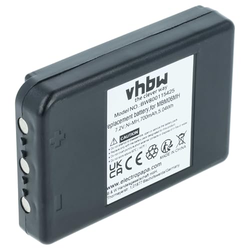 vhbw batteria sostituisce Autec MBM06MH per Radiocomando Industriale, Telecomando (700mAh, 7,2V, NiMH) - Nero