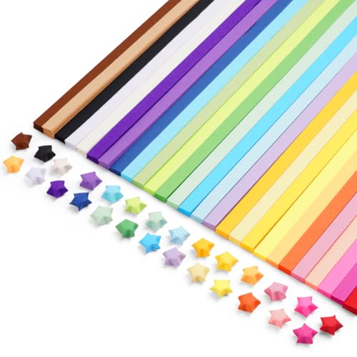 OFFCUP Tiras de papel de estrela de origami, 1350 peças, 27 cores, decoração de festas e trabalhos manuais