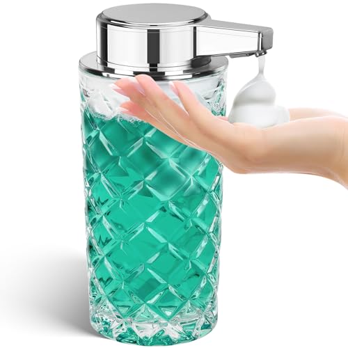 Automatic Soap Dispenser Foam for Kitchen: 11 OZ Glass Touchless Clear Auto Foaming Soap Dispenser for Bathroom - Hand Dish Lotion Home Countertop Kid