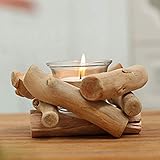 【Candelabro con luz de té】 - El candelabro con luz de té de madera vintage es muy especial, puede agregar un toque romántico a cualquier decoración de mesa.