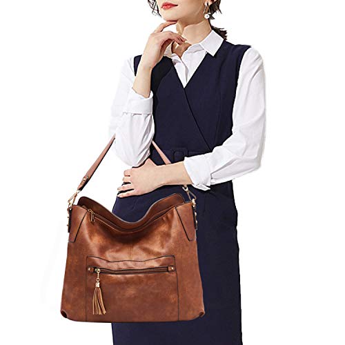 Purses and Handbags,Large Shoulder and Crossbody Bag Hobo Purse for Women Brown Purse Set
