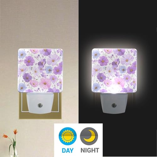 Luz nocturna decorativa con sensor de luz rosa y púrpura miniatura 4