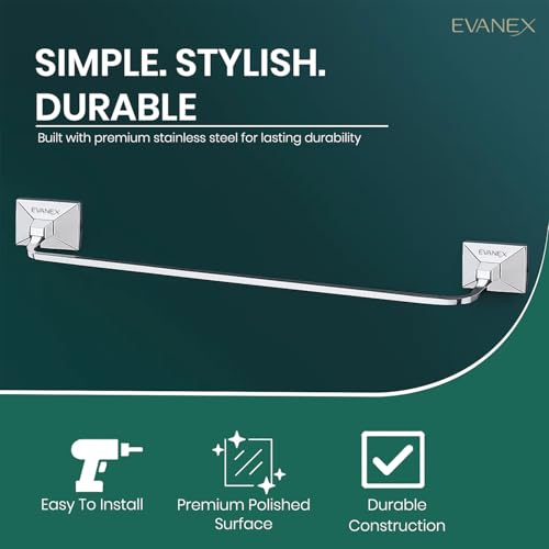 Image of EVANEX EVANEX Bathroom Towel Stand, Towel Holder 304 Grade Stainless Steel Towel Rod Towel Rack for Bathroom Towel Bar Hanger Stand Bathroom Accessories Organiser 24 Inch Chrome (Vento)