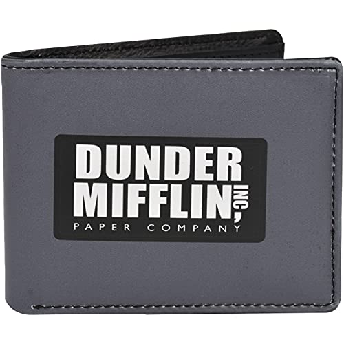 Concept One The Office, Dunder Mifflin Slim Bifold Wallet with Decorative Tin Case for Men and Women