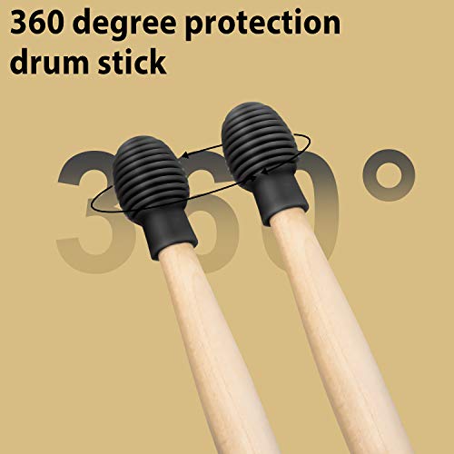 4 Pieces Drum Mute Drum Dampener Silicone Drumstick Silent Practice Tips Percussion Accessory Mute Replacement Musical Instruments Accessory (Black) #TOP5