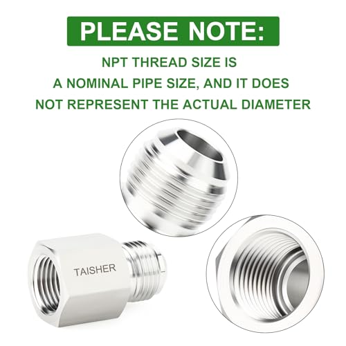 Image of TAISHER 5PCS Forging of 304 Stainless Steel Tube Flare Fittings, 3 /8 inch Male Flare x 3 /8 inch NPT Female, Half Union