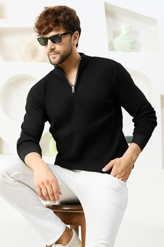 Image of Pivl Men's Winter Half Zip Solid Warm Sweater