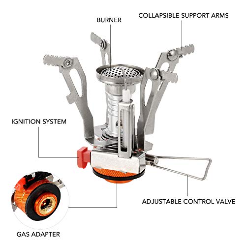 fengny Conjunto de Panelas de Campismo com Fogão de Acampamento Panelas de Cozinha Spork Dobrável Pa