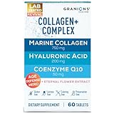 Marine Collagen Pills Complex – 200mg Hyaluronic Acid Supplement, Coenzyme Q10 CoQ10, Hydrolyzed Marine Collagen Peptides, Eternal Flower Hydration, Age Defense Supplements - 60 Sealed Tablets