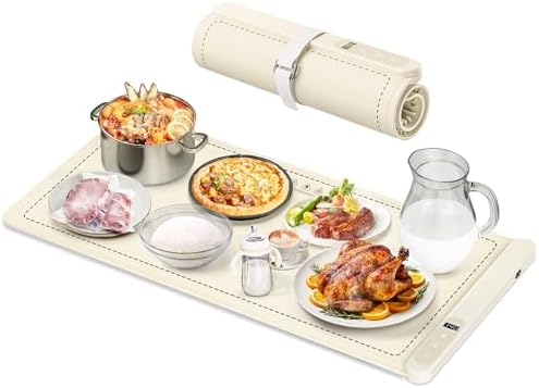 Extra Large Graphene Food Warming Mat [122℉ to 212℉ Full Surface Rapid Heating] Electric Warming Tray 6 Level Temp Setting W/Timer, Portable Silicone Food Warmers for Parties Buffet 35.4