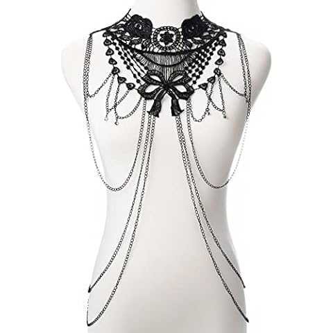 Yovic Sparkly Black Lace Body Chain Cover