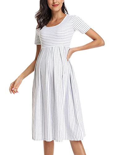Bbhoping Women’S Casual Striped Maternity Dress Short&3/4 Sleeve Knee Length Pregnancy Clothes For Baby Shower thumb #2