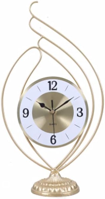 European Golden Wrought Iron Desktop Table Clock Creative Desktop Clock Desk Clock Living Room and Study Desk Decoration