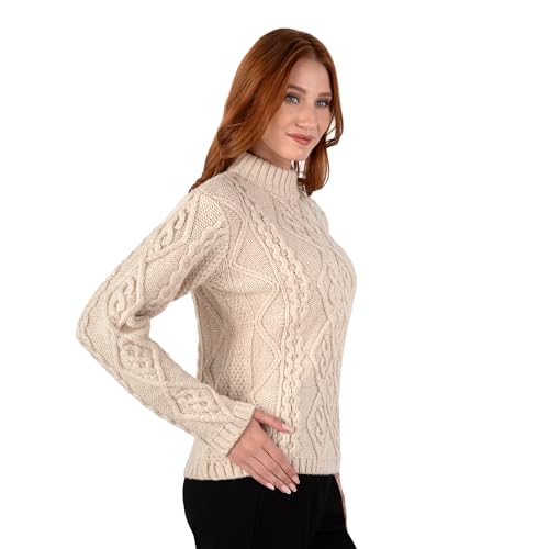 Image of SAOL Wool Sweater for Women Ireland Cable Knitted Jumper