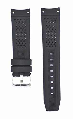 22mm Black Silicone Rubber Curved End Dive Watch Band Strap