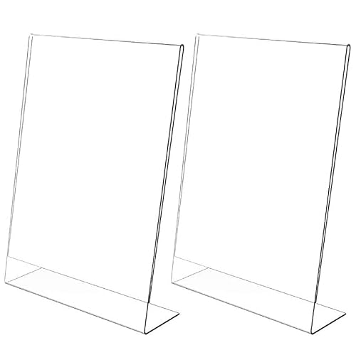 2 Piezas Cartel de Acrílico, Soporte de Sobremesa, Soporte para Cartel, A5 Forma de L Claro Acrílico Póster Contador Menu Soporte para Restaurante, Tienda, Hotel, Oficina, Exposición
