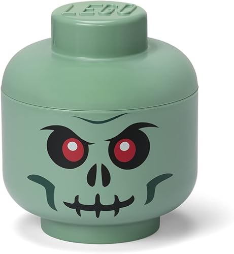 LEGO Iconic - Cabeza de almacenamiento pequeña, caja de almacenamiento apilable, 2,0 L, verde arena, esqueleto verde